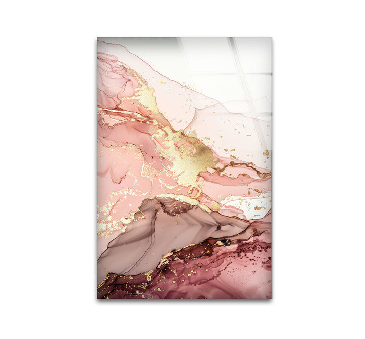 Gold and Pink Fluid Art tempered Glass Printing Wall Art