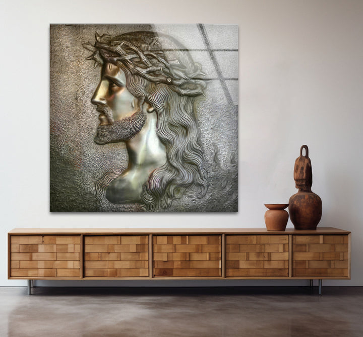 Portrait of Jesus Glass Wall Art large glass photo prints, glass wall photos
