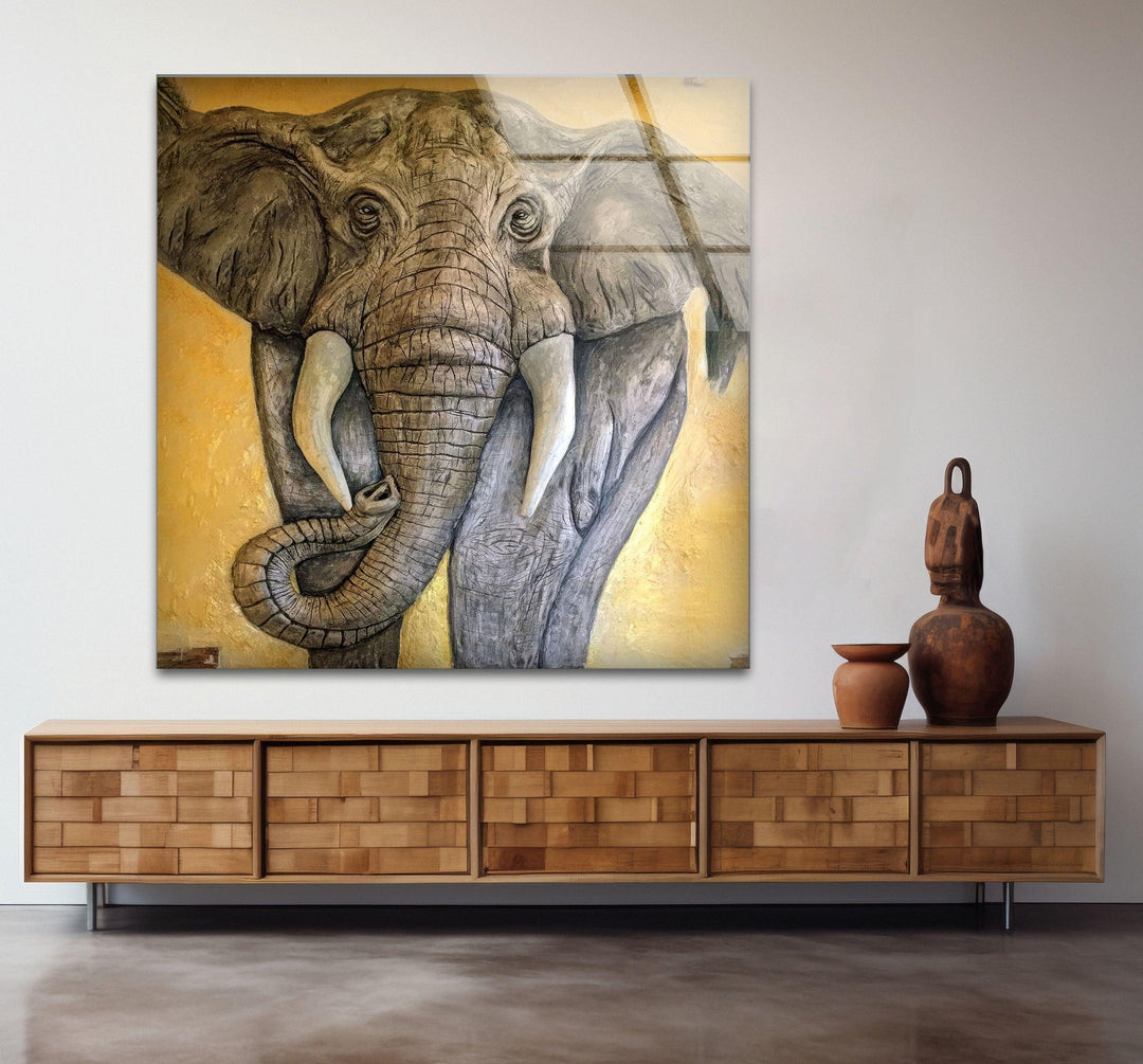 Stones Elephant Glass Wall Art glass image printing, glass prints from photos
