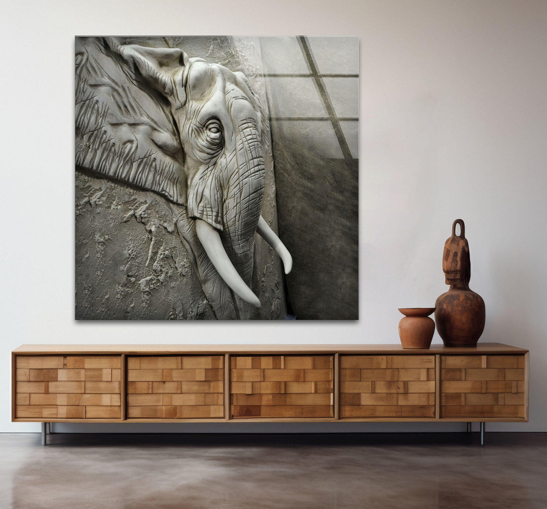 Elephant Stone Art Glass Wall Art glass pictures for Wall, glass prints wall art
