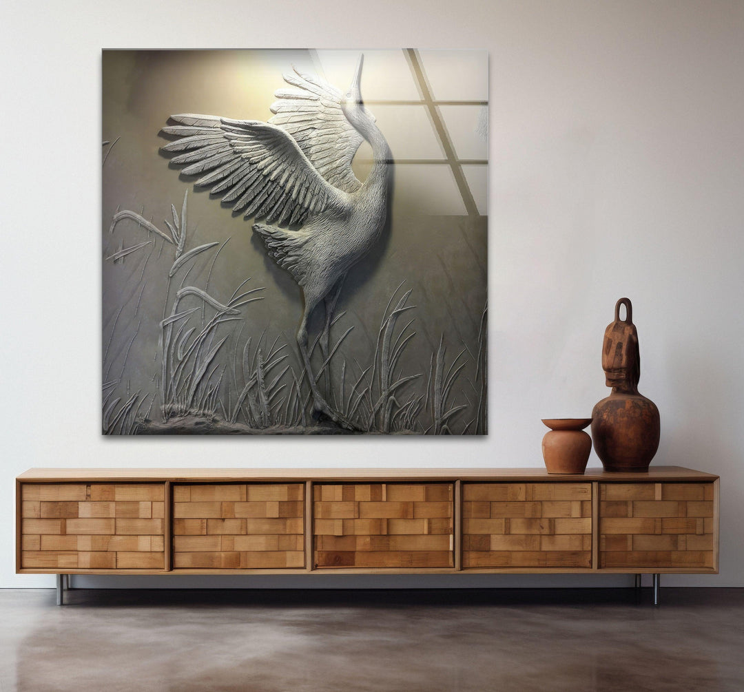 Stork Stone Art Glass Wall Art glass pictures for Wall, glass prints wall art
