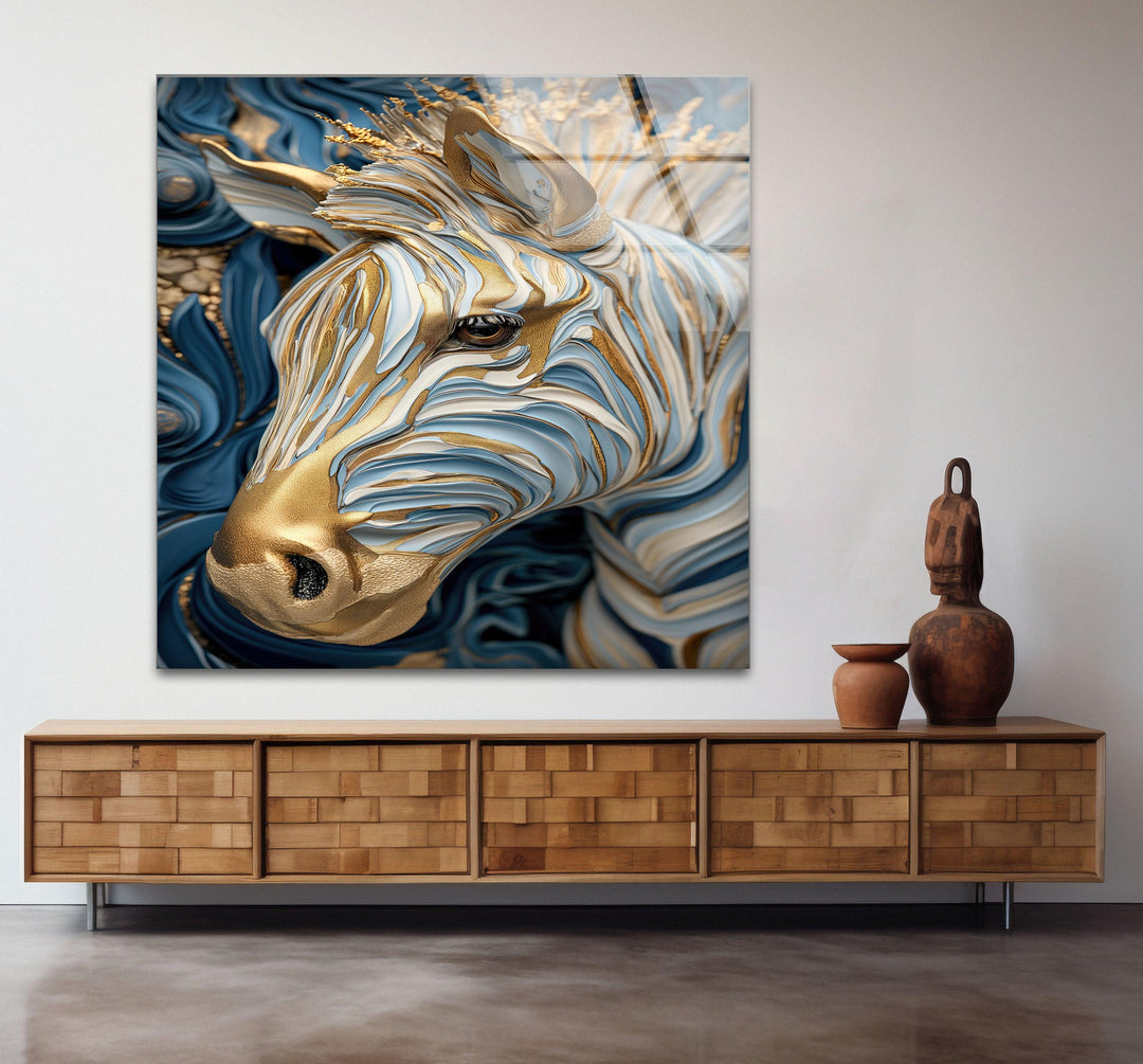 Gold Zebra Glass Wall Art glass pictures for Wall, glass prints wall art