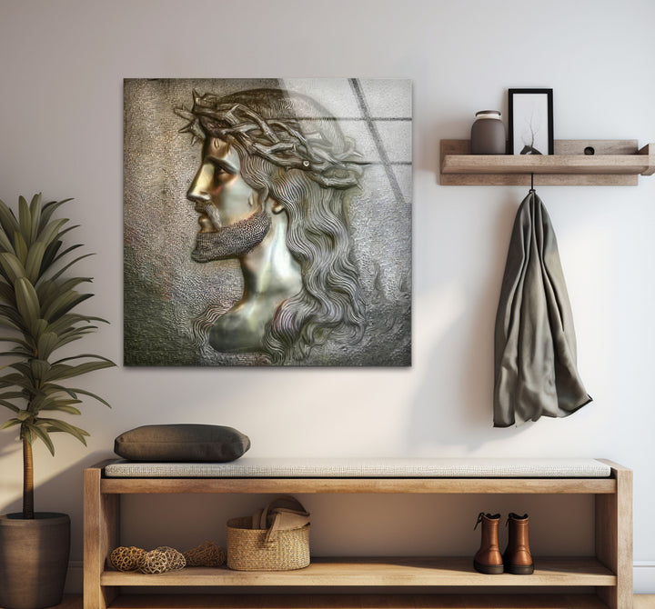 Portrait of Jesus Glass Wall Art custom glass photo prints, large glass prints
