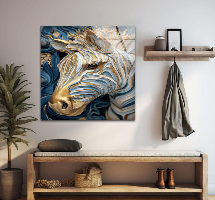 Gold Zebra Glass Wall Art glass image printing, glass prints from photos