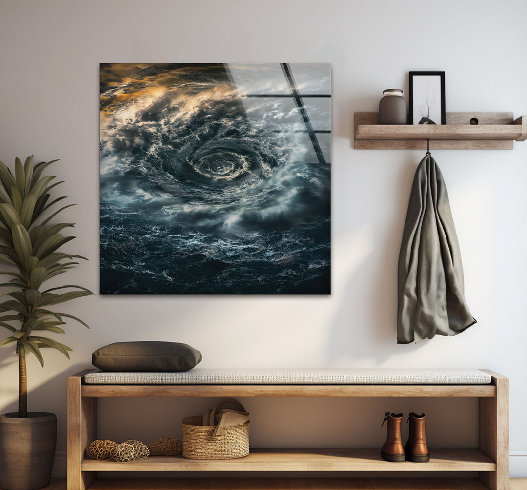 Ocean Vortex Glass Wall Art