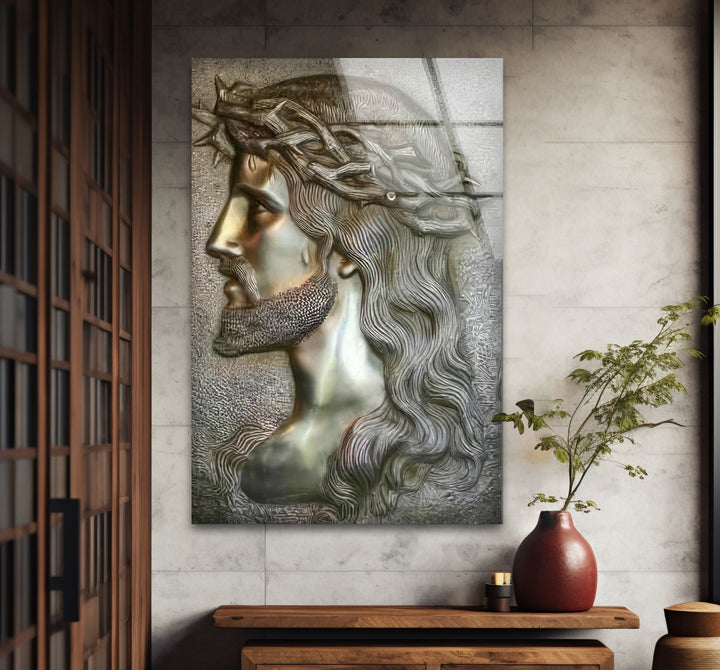 Portrait of Jesus Glass Wall Art Glass Printing Wall Art, Print photos on glass
