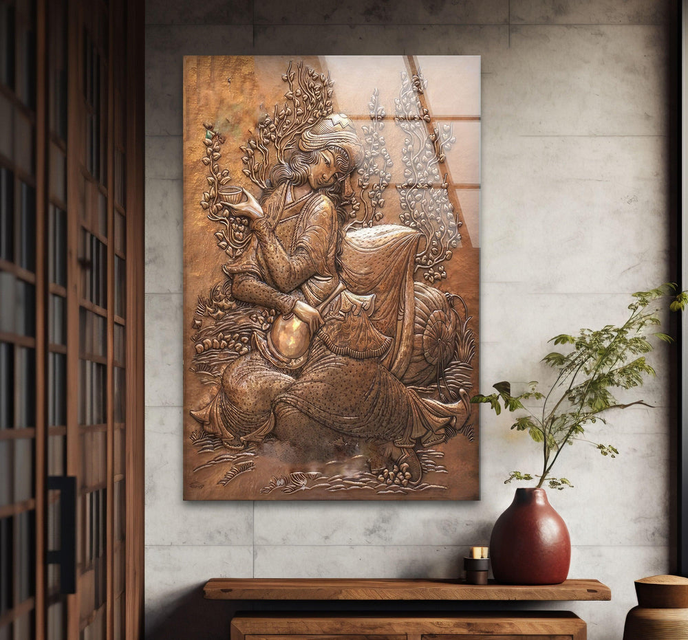 Bronze Art Woman Glass Wall Art Glass Printing Wall Art, Print photos on glass
