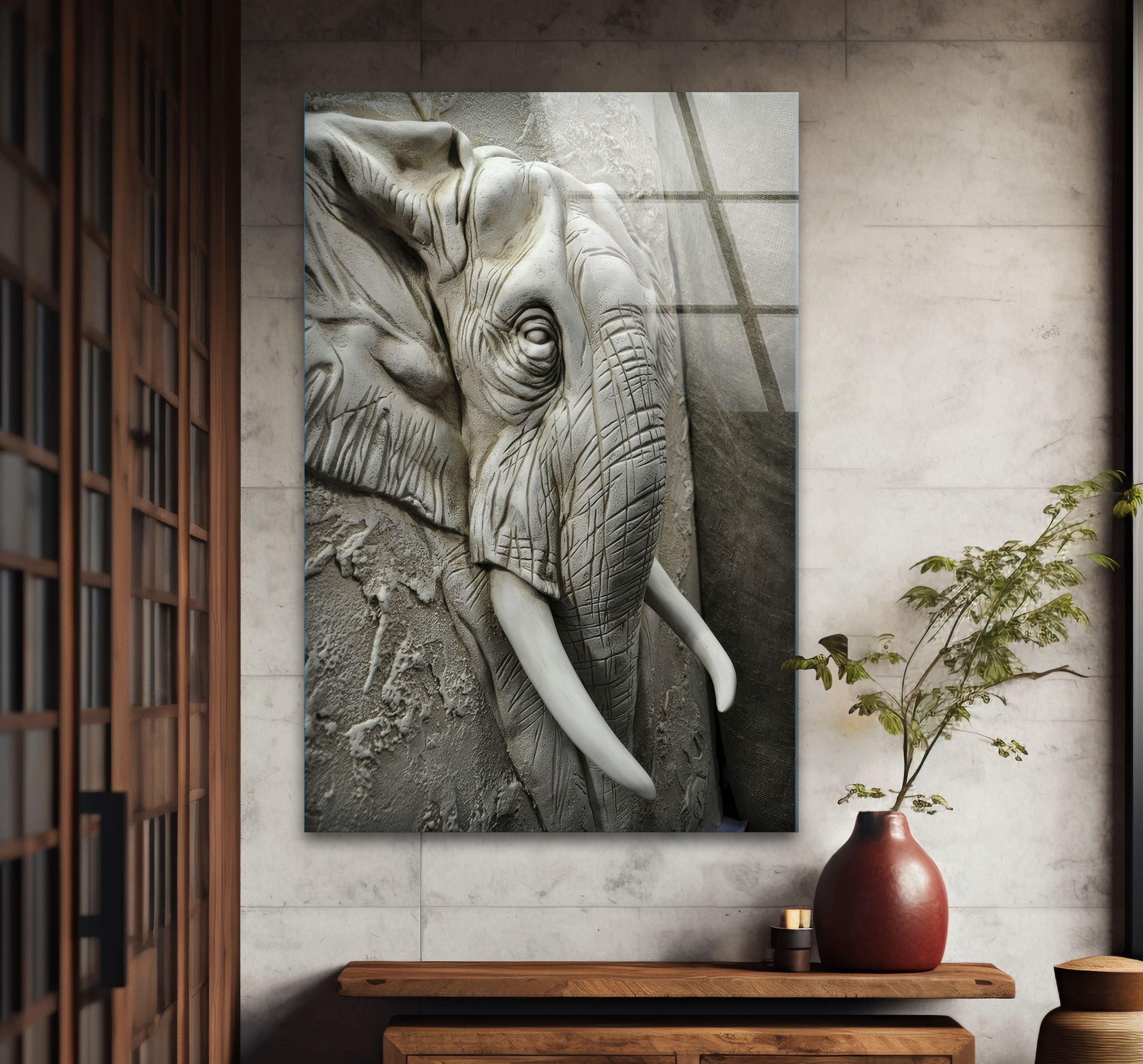 Tempered Glass Printing Wall Art Decor Elephants Extra Large Wall Art Wall Hanging Decor Modern Wall Art hotsell