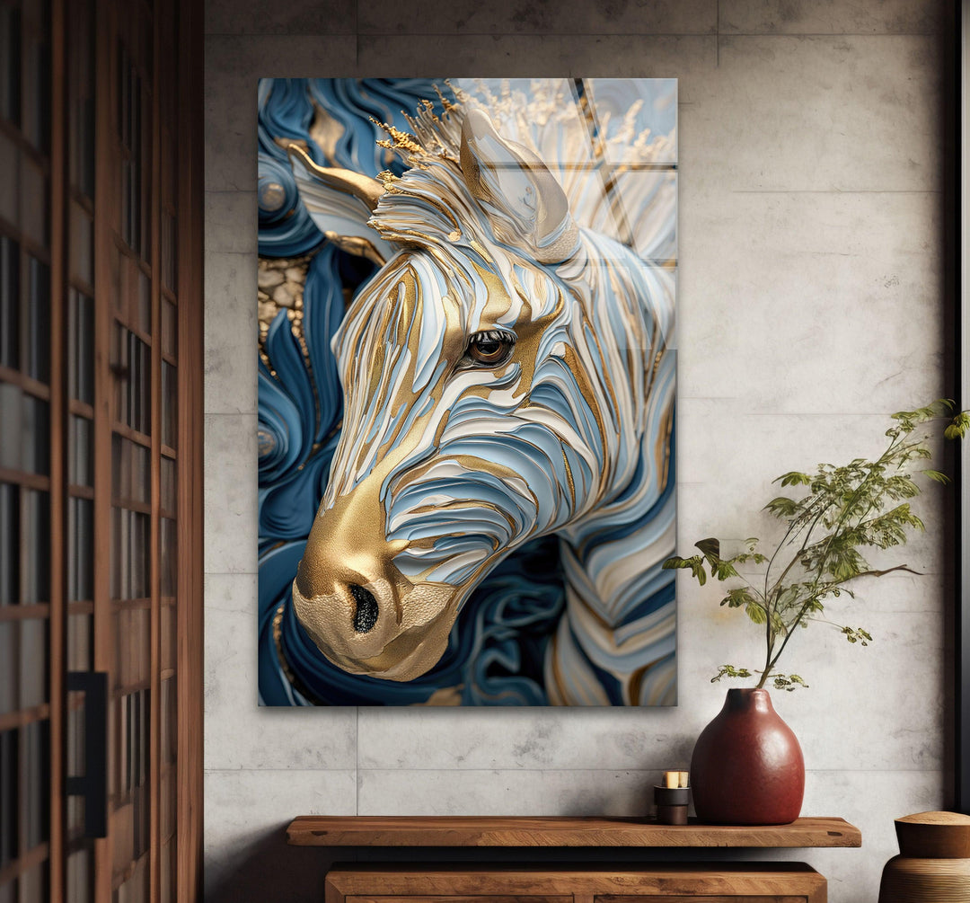 Gold Zebra Glass Wall Art             glass wall decor, glass wall art decor