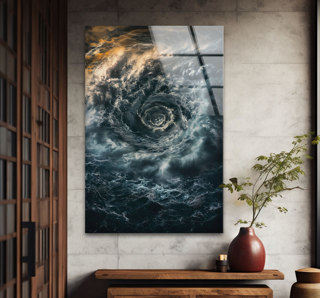 Ocean Vortex Glass Wall Art