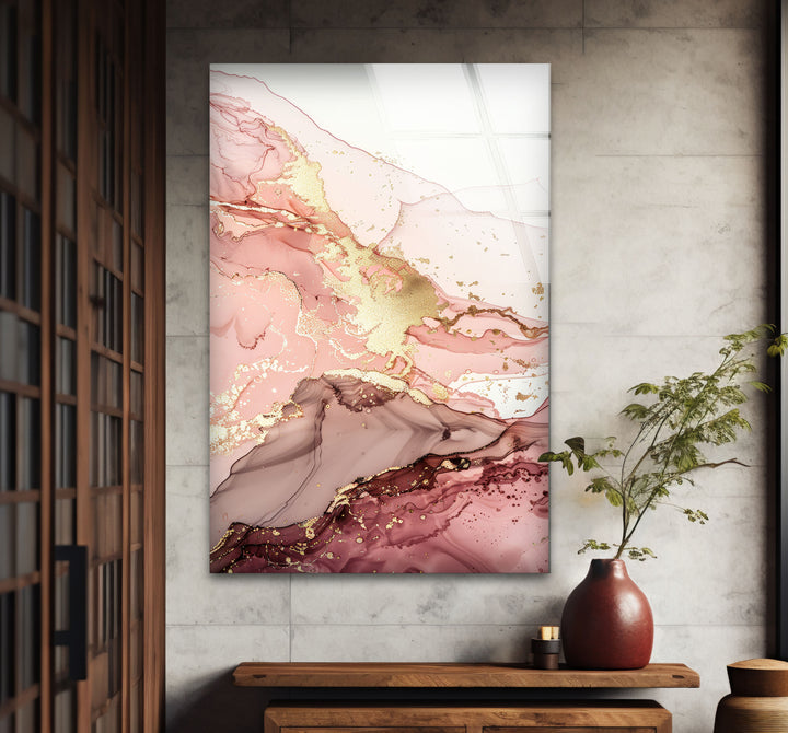 Golden rose pink Glass Wall Artwork & Cool Decor