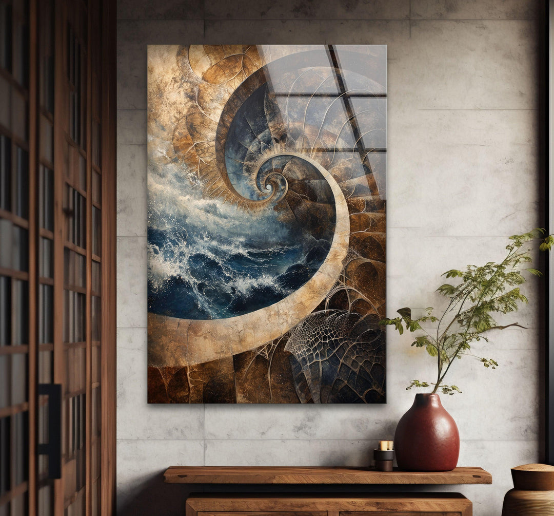 Nautilus Shell Glass Wall Art