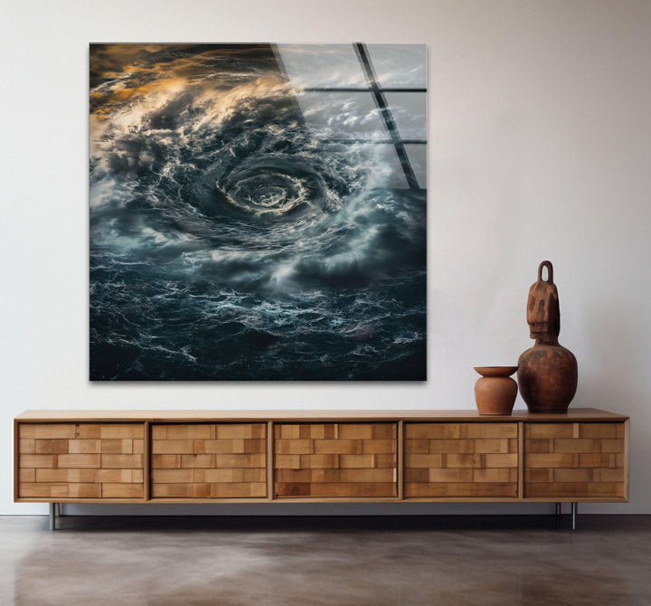 Ocean Vortex Glass Wall Art