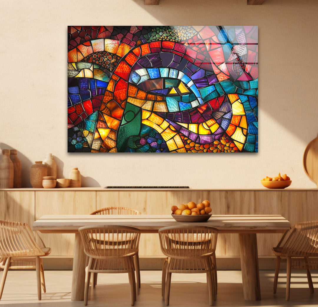 Colored Stained Designed Glass Wall Art print picture on glass, Tempered Glass Wall Art
