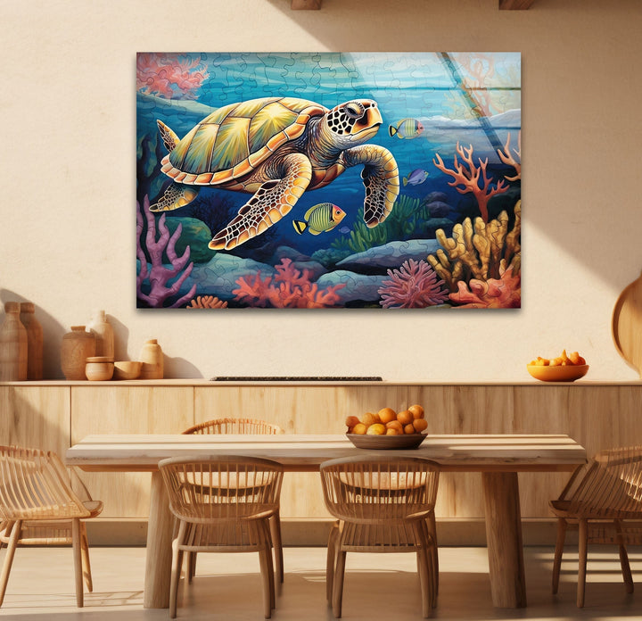 Sea Turtle Puzzle Glass Wall Art art glass wall art, glass wall art pictures
