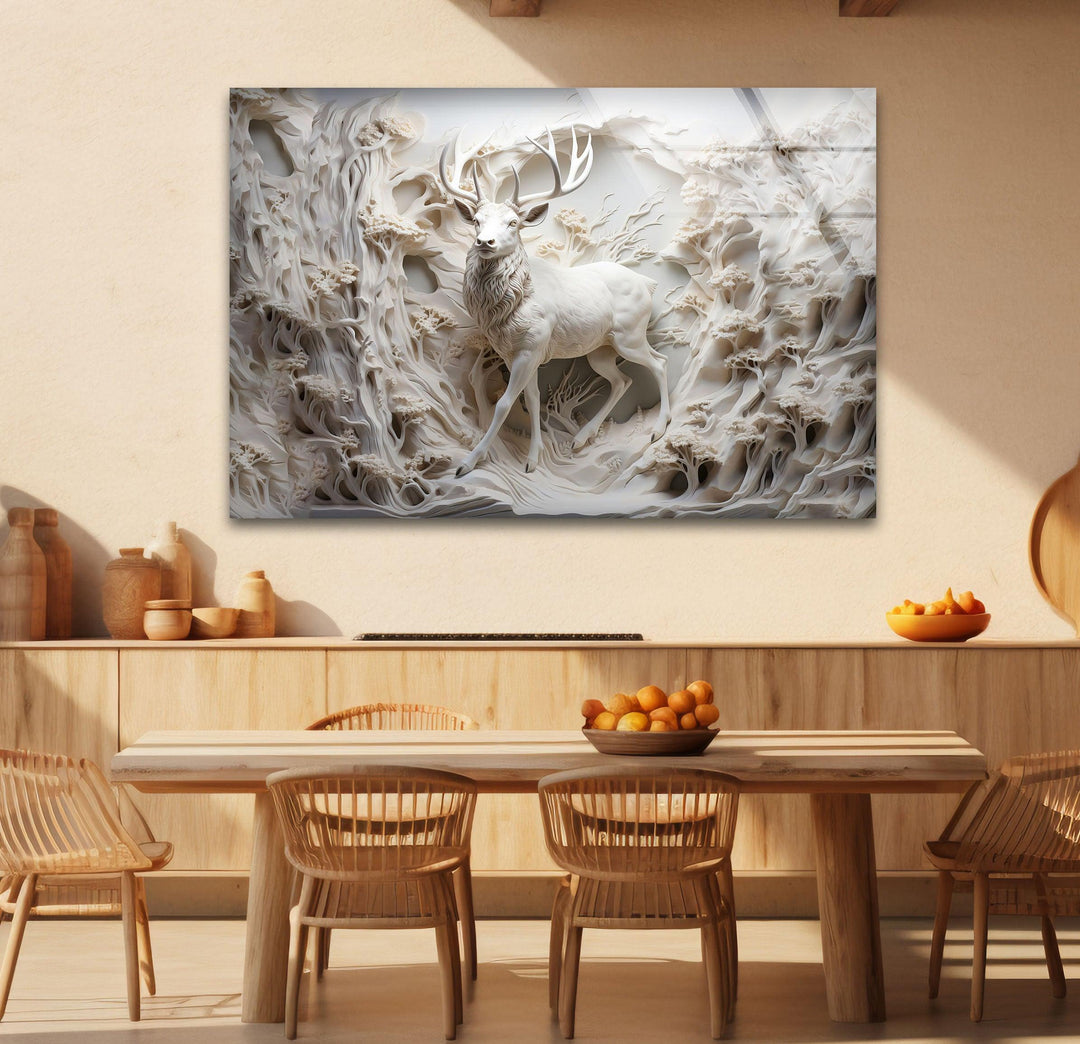 White Deer Glass Wall Art glass photo prints, glass picture prints
