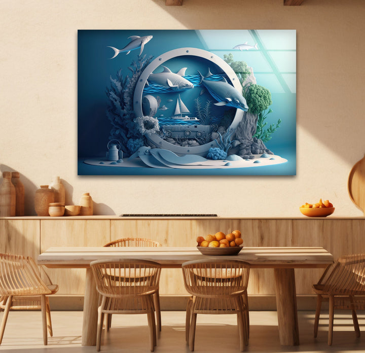 Sharks Glass Wall Art glass image printing, glass prints from photos
