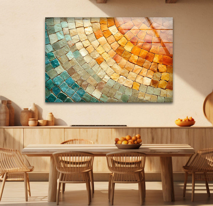 Orange & Beige Stones Glass Wall Art stained glass wall art, stained glass wall decor
