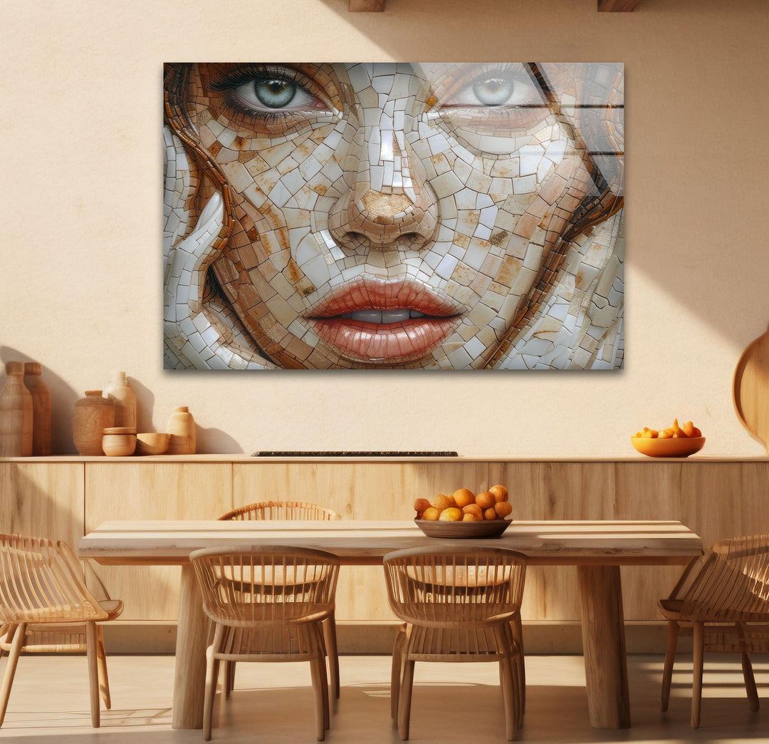 Mosaic Woman Art Glass Wall Art Glass Printing Wall Art, Print photos on glass
