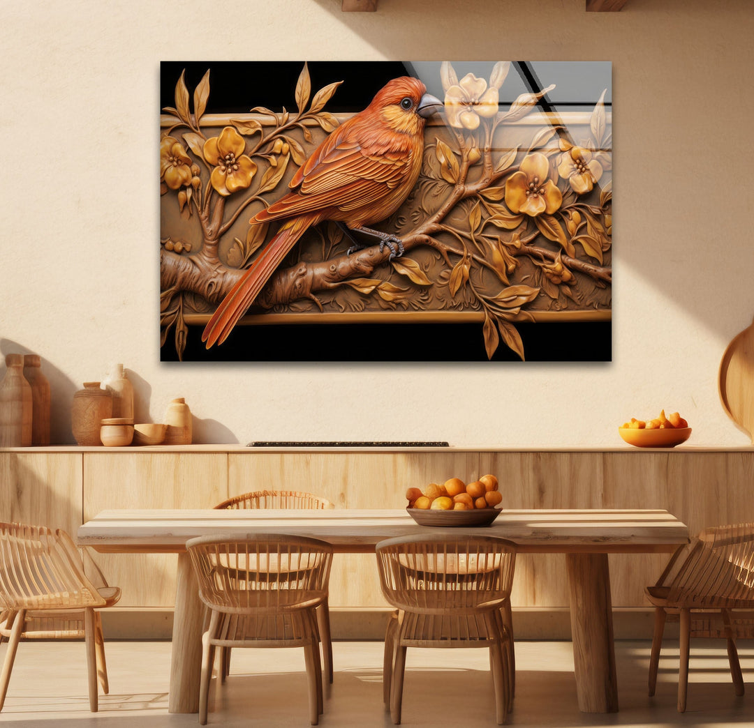 Goldfinch & Flower Glass Wall Art glass image printing, glass prints from photos
