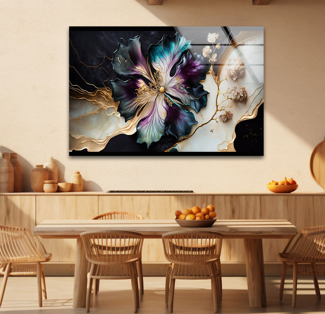 Marble Design Flower Glass Wall Art glass photo prints, glass picture prints
