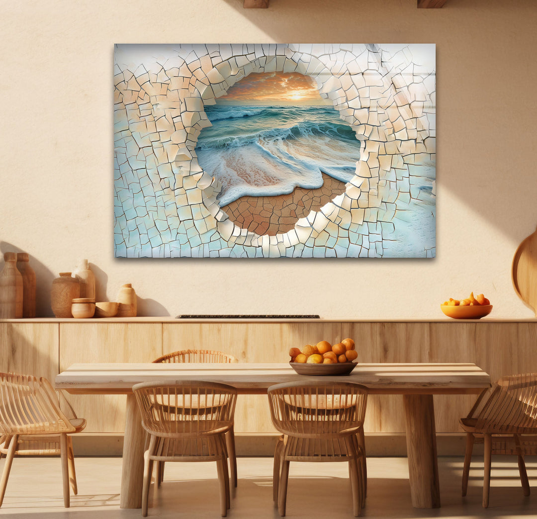 Cracked Stones & Ocean Glass Wall Art custom glass photo prints, large glass prints
