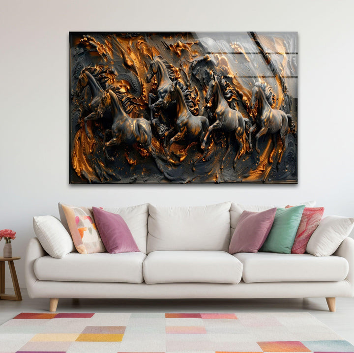 Bronze Black Horses Glass Wall Art art glass wall art, glass wall art pictures
