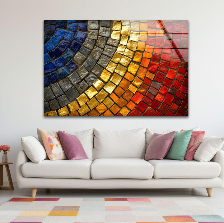 Red & Yellow Stones Glass Wall Art glass art painting, glass art for the Wall
