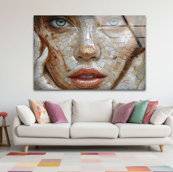 Mosaic Woman Art Glass Wall Art glass art painting, glass art for the Wall
