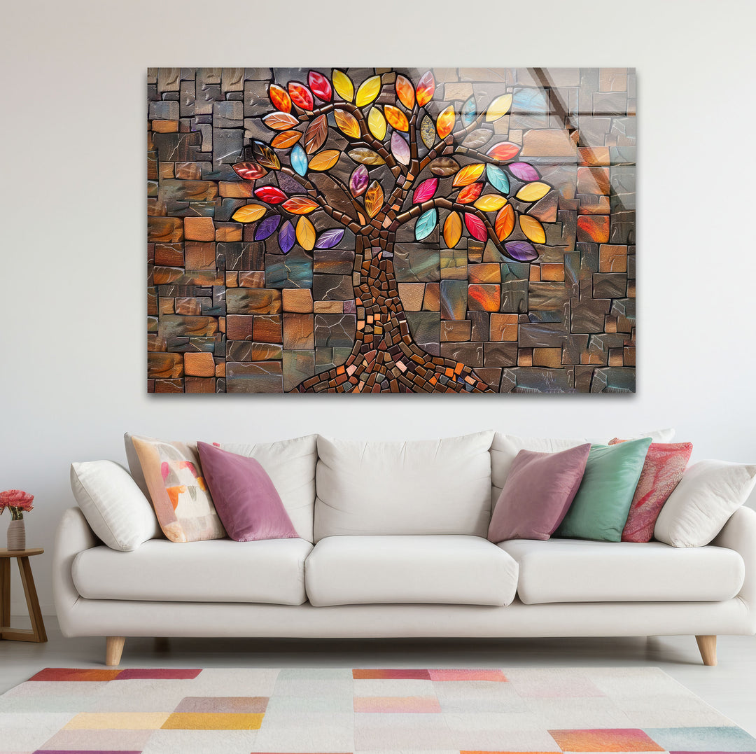 Mosaic Life of Tree Glass Wall Art glass art painting, glass art for the Wall