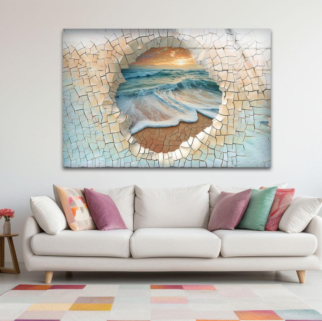 Cracked Stones & Ocean Glass Wall Art stained glass wall art, stained glass wall decor
