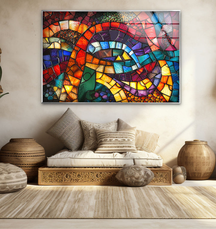 Colored Stained Designed Glass Wall Art print on glass, glass printed photos
