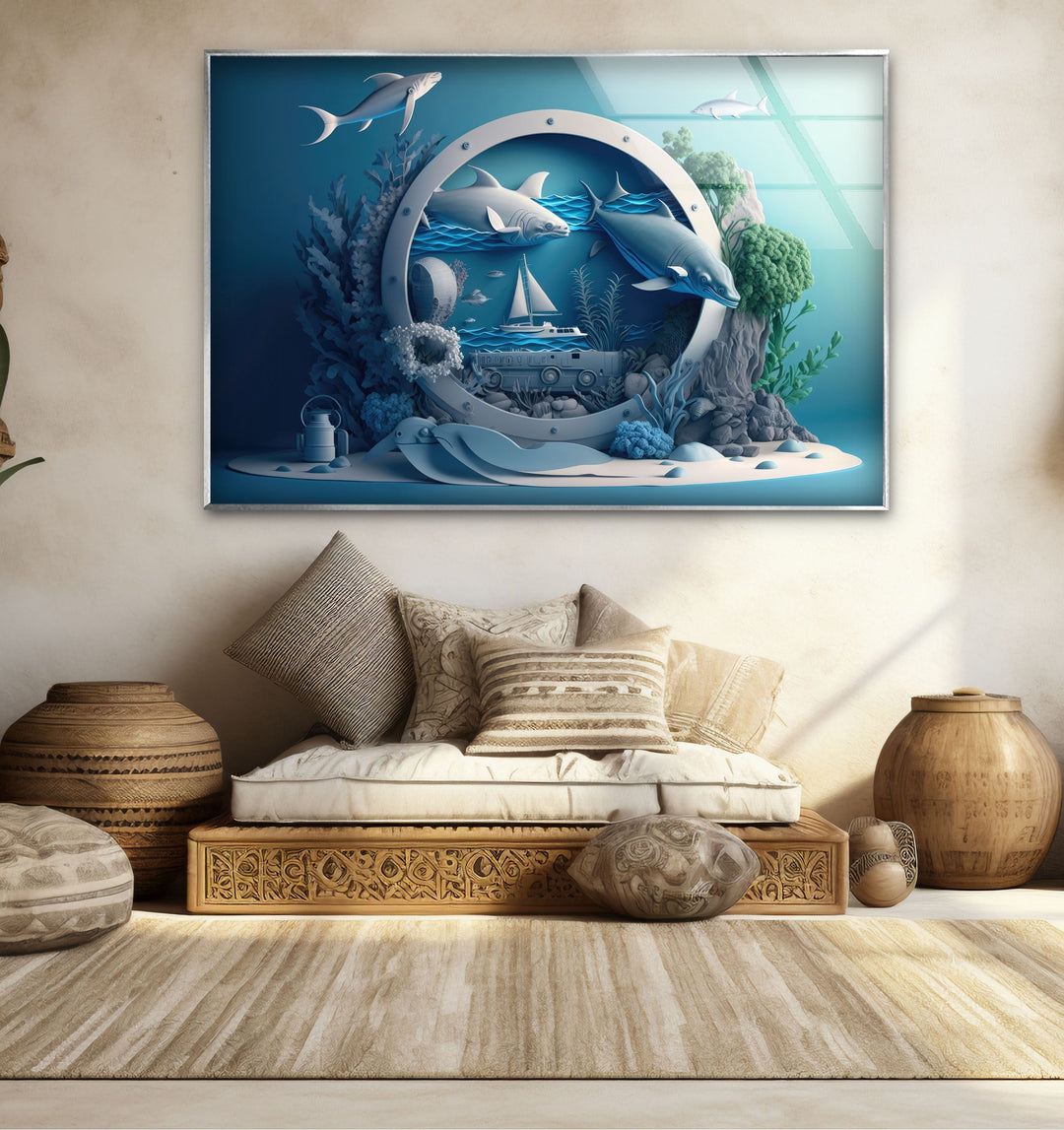 Sharks Glass Wall Art glass photo prints, glass picture prints
