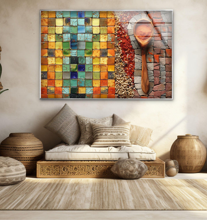 Mosaic Herbs Glass Wall Art, custom glass photo prints, large glass prints