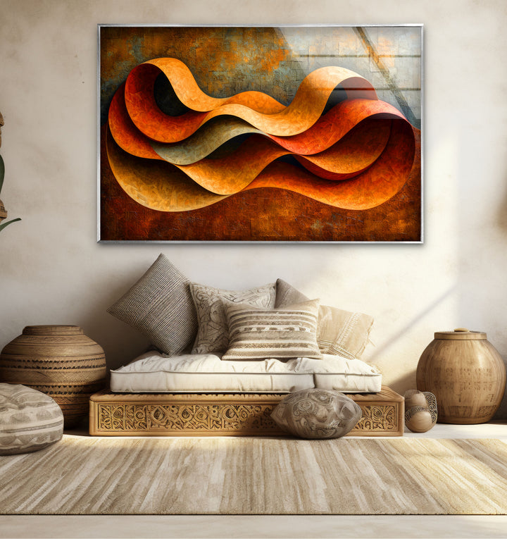 Abstract Orange Horizons Glass Wall Art large glass photo prints, glass wall photos