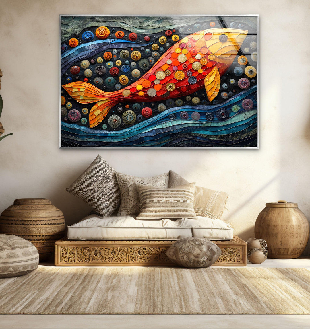 Colorful Clownfish Glass Wall Art print picture on glass,Tempered Glass Wall Art