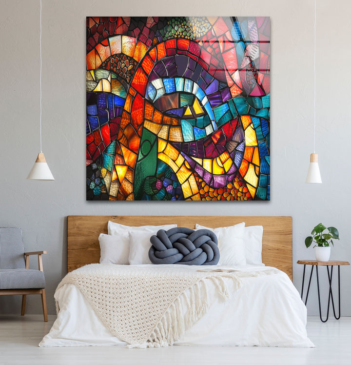 Colored Stained Designed Glass Wall Art picture on glass wall art, photos printed on glass
