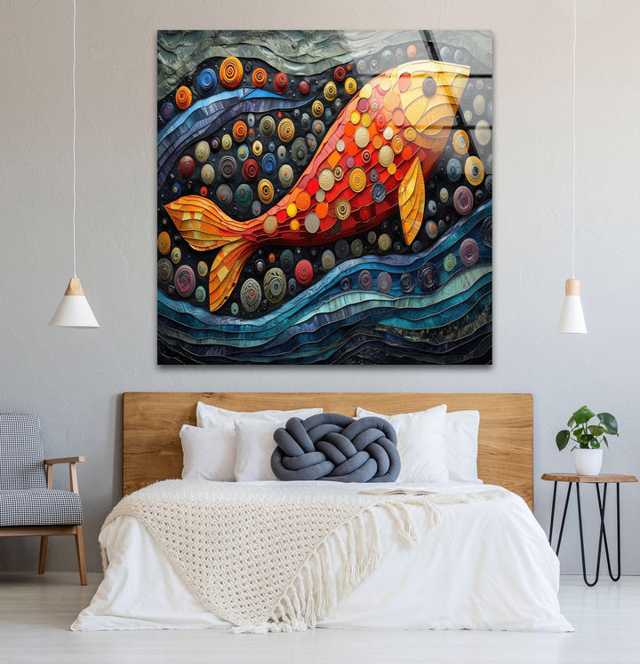 Colorful Clownfish Glass Wall Art print on glass, glass printed photos