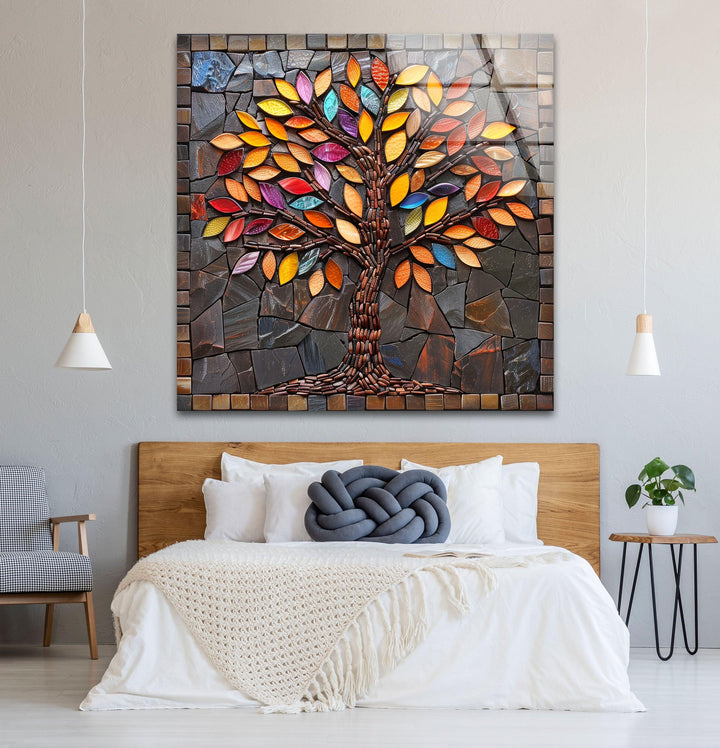 Colored Stained Tree Glass Wall Art glass image printing, glass prints from photos