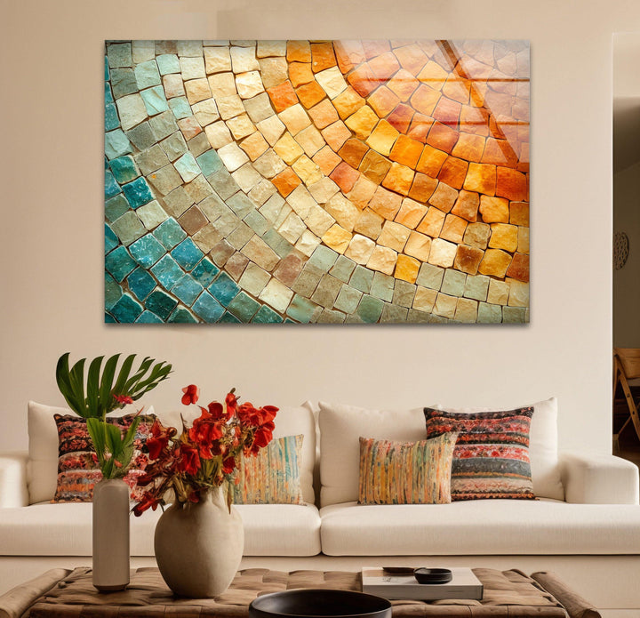 Orange & Beige Stones Glass Wall Art large glass photo prints, glass wall photos
