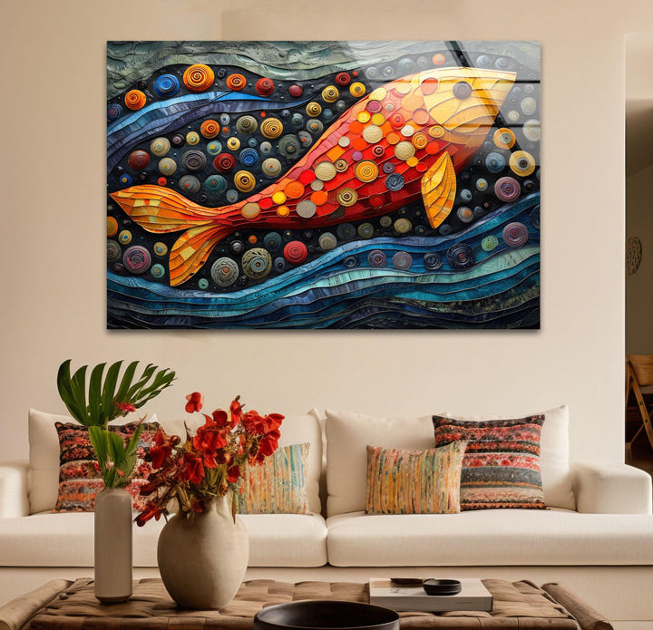 Colorful Clownfish Glass Wall Art picture on glass wall art, photos printed on glass