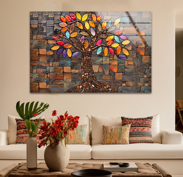 Mosaic Life of Tree Glass Wall Art custom glass photo prints, large glass prints