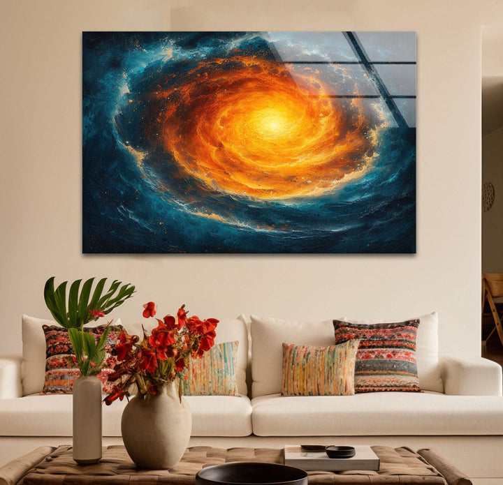 Spiral Galaxy Abstract Glass Wall Art