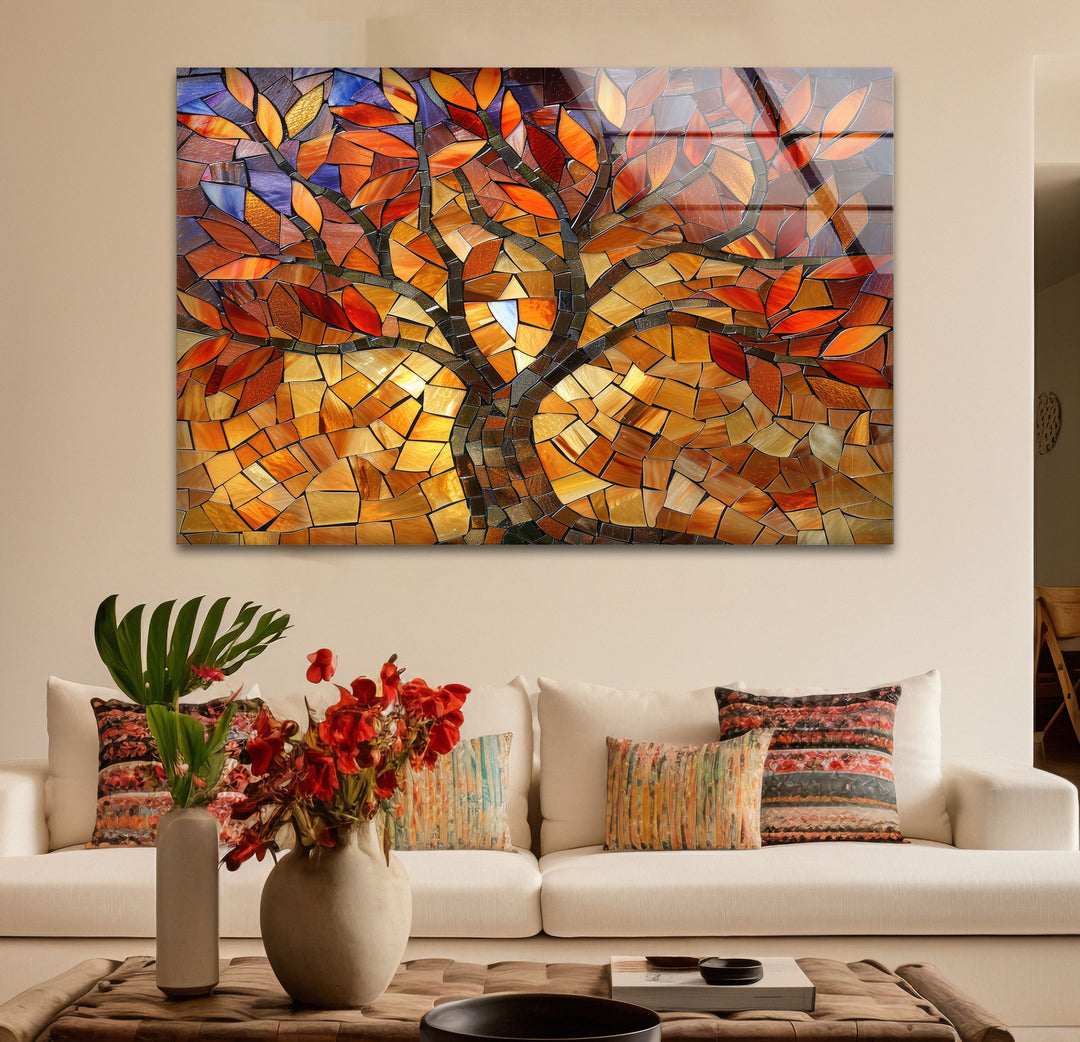 Mosaic Tree of Life Glass Wall Art glass pictures for Wall, glass prints wall art