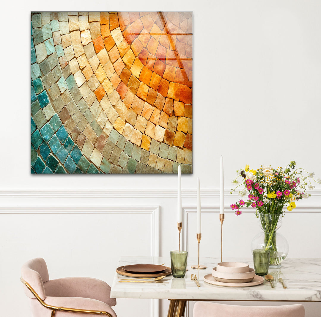 Orange & Beige Stones Glass Wall Art photo print on glass, prints on glass wall art
