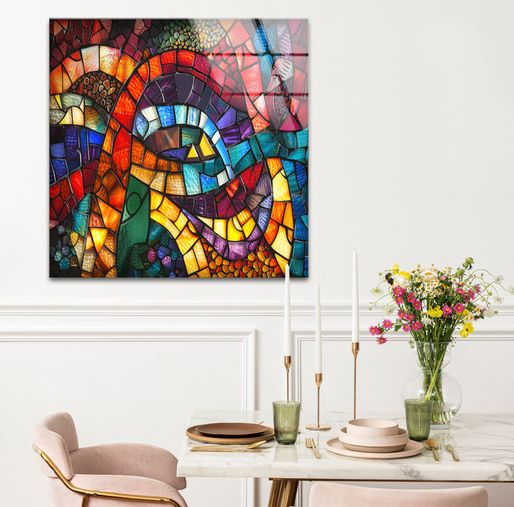 Colored Stained Designed Glass Wall Art large glass photo prints, glass wall photos
