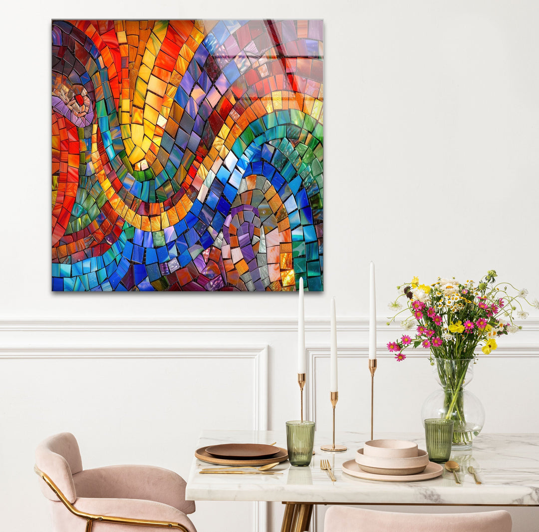 Circle Design Colored Stones Glass Wall Art photo print on glass, prints on glass wall art
