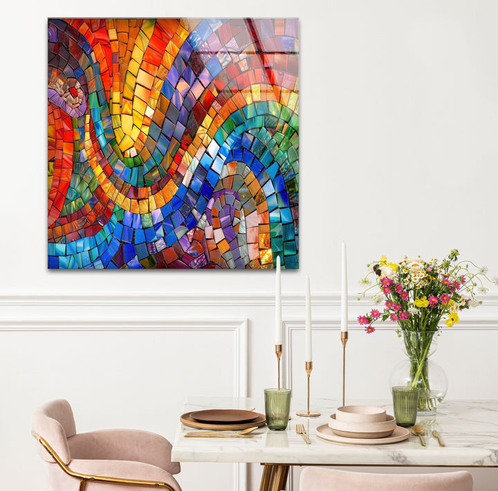 Circle Design Colored Stones Glass Wall Art photo print on glass, prints on glass wall art
