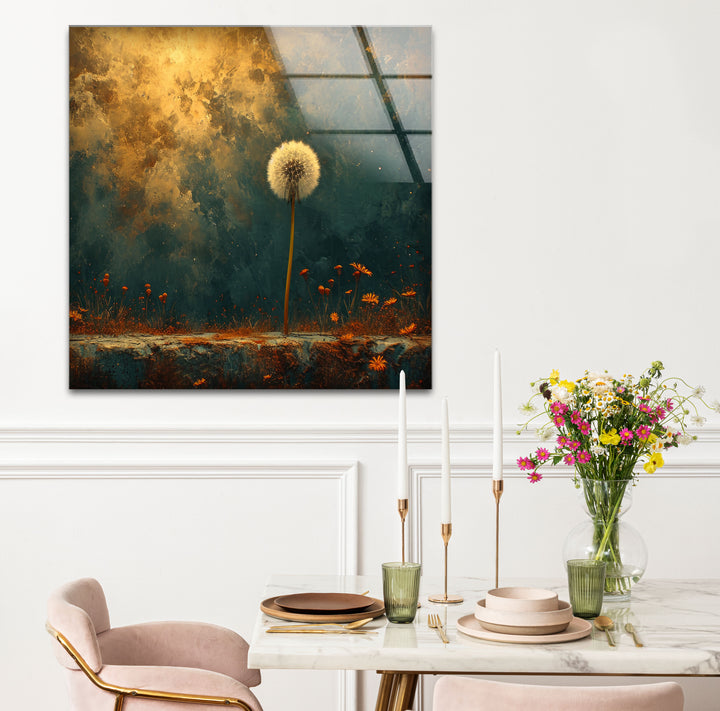 Abstract Dandelion Glass Wall Art glass image printing, glass prints from photos