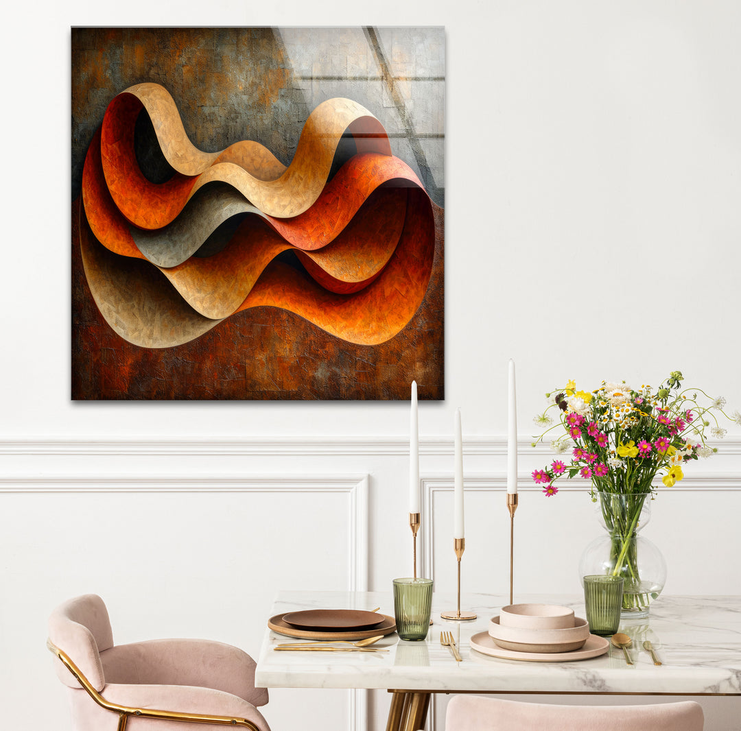 Abstract Orange Horizons Glass Wall Art glass pictures for Wall, glass prints wall art